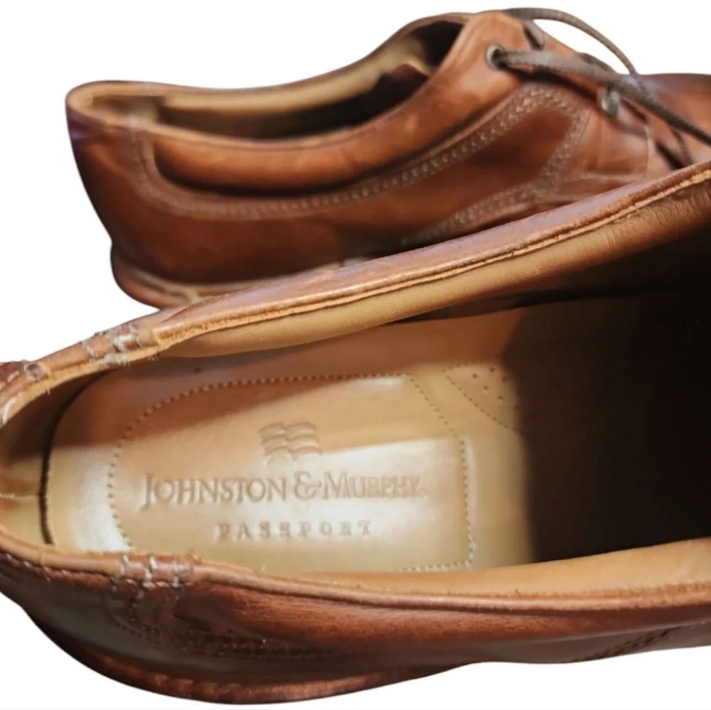 Mens Johnston & Murphy Passport Tassel Brown Leather Oxford Shoes 9.5 Old Money - Picture 7 of 9
